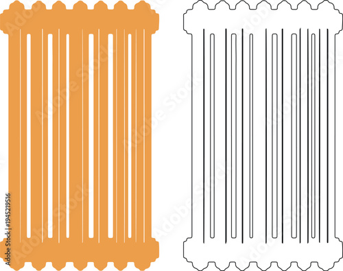 Orange and black radiator silhouettes heating
