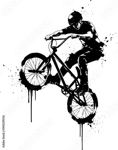 BMX Freestyle Trick Rider Illustration, Extreme Cycling Athlete Graphic for Street Sport Poster, Logo and T Shirt Design