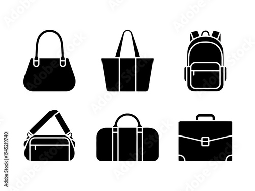 Vector illustration of stylish handbags and accessories in brown leather fashion set