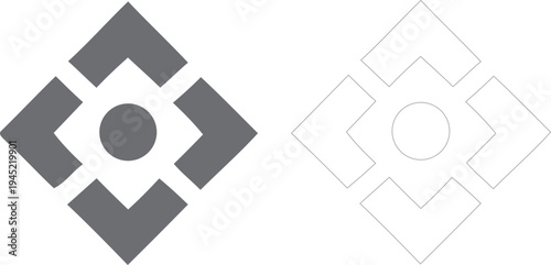 Geometric diamond shapes with central oval cutout design elements