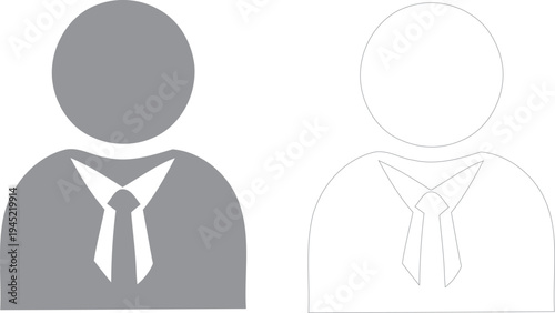 A grayscale illustration of two businessmen in silhouette with one prominent figure in gray and the other faded