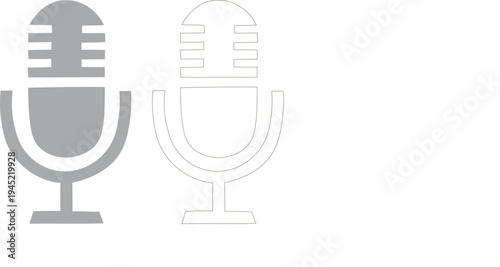 Microphone icon illustration with grey and white color scheme for audio and podcast applications