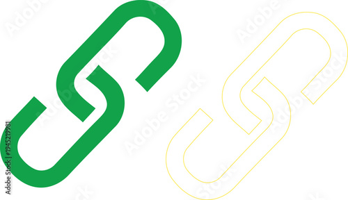 A green chain link icon on a white background symbolizing connection and unity in a simple graphic design