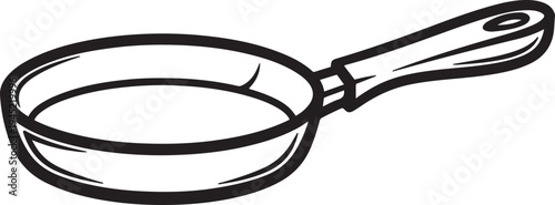 Black and white of a saucepan with a long handle cooking kitchen 1 utensil