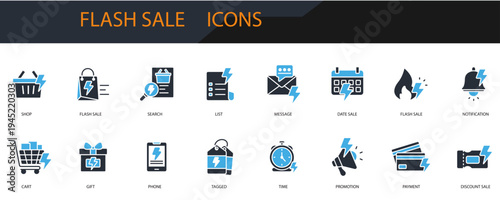 flash sale icons set minimalist flat style design, flash sale Vector illustration on white background