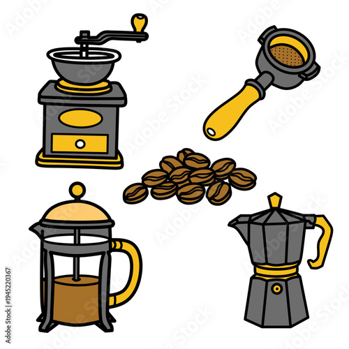 Coffee Brewing Equipment Vector Set