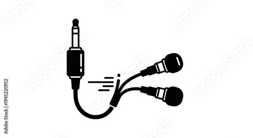Stereo Microphone Icon with Jack Plug and Two Mics