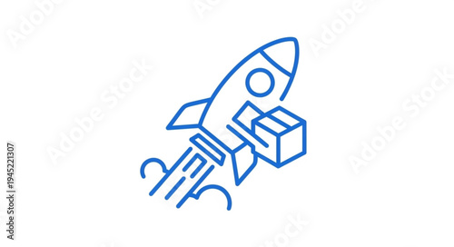 Rocket Delivering Package - Fast Shipping and Delivery Concept Illustration.