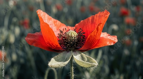 poppy, red poppy, remembrance day, anzac day, remembrance, lest we forget, memorial. A close-up macro shot of a vivid red poppy flower in a field, symbolizing honor and sacrifice.