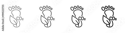 Carbon Footprint Reduction and CO2 Emission Ecology Icon Line Art Vector Illustration Editable