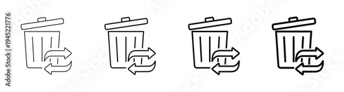Waste Management and Trash Recycling Icon Line Art Vector Illustration Editable