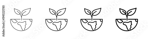 Global Environmental and Green World Nature Icon Line Art Vector Illustration Editable