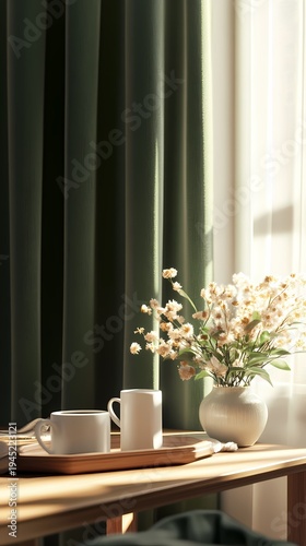 table curtain flowers coffee poster background