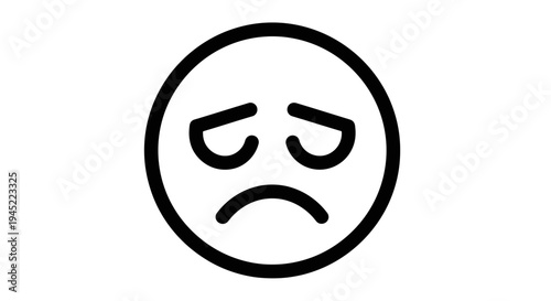 Sad Face Icon, Disappointed Emoji, Negative Emotion Symbol, Simple Line Art