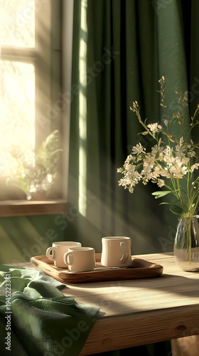 table curtain flowers coffee poster background