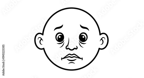 Sad Tired Face Icon, Expressing Exhaustion and Melancholy