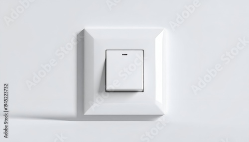A close-up of a white light switch mounted on a white wall, simple and clean