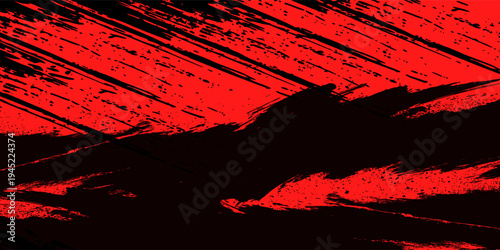 A black and red abstract background with a rough grunge texture and dynamic brushstrokes. Perfect for urban poster designs, punk/rock album covers, or bold contemporary graphic design elements
