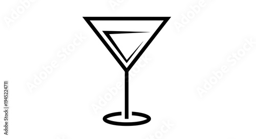 Minimalist Martini Glass Icon: Elegant Cocktail Drink Silhouette on White Background