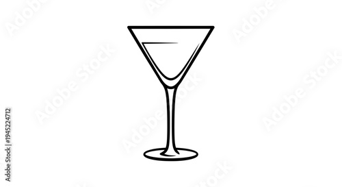 Minimalist Martini Glass Outline Icon, Clean Line Art Cocktail Drinkware