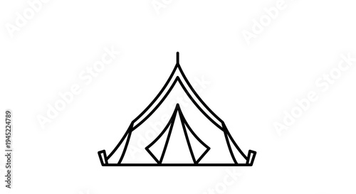 Minimalist Tent Icon Outline Vector Illustration, Camping Adventure Symbol