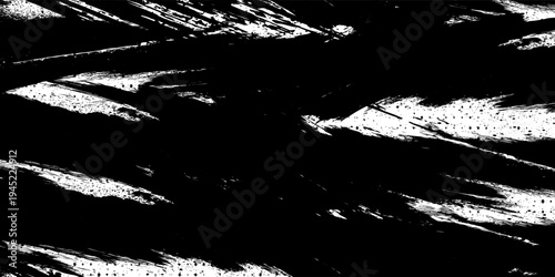 A black and white abstract background with a rough grunge texture and dynamic brushstrokes. Perfect for urban poster designs, punk/rock album covers, or bold contemporary graphic design elements