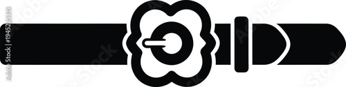 Vector illustration of a stylized flower-shaped belt buckle on a long belt.