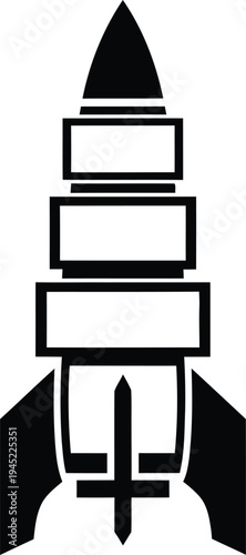 A Vector graphic illustration of a rocket launching into the sky with flames