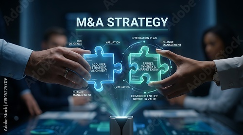 Mergers and Acquisitions Strategy Concept with Puzzle Pieces Connecting.