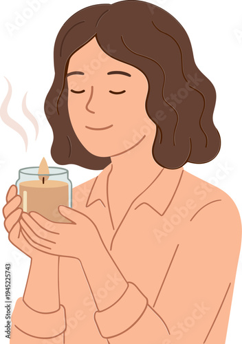 Woman holding a steaming mug on a cozy morning indoors relaxed