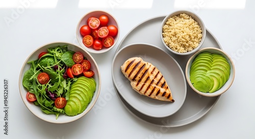 Wallpaper Mural Healthy grilled chicken salad with avocado and tomatoes with ideal for healthy eating, fitness, and balanced diet concepts, healthy food, home cooking, lean protein Torontodigital.ca