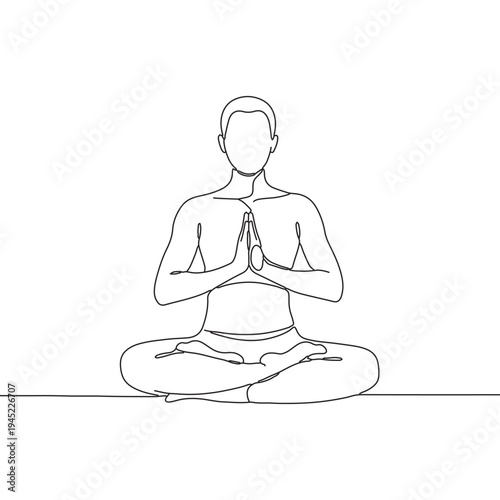 Line art of person meditating in lotus pose