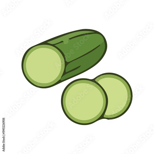 Sliced Cucumber Illustration