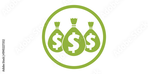 Money icon with three bags, vector.