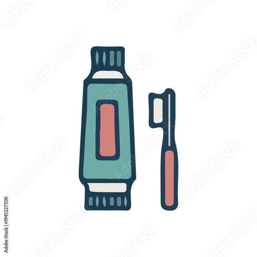 Toothpaste and Toothbrush Icon
