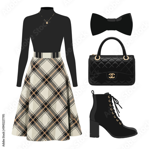 Black and white lace dress fashion style for women