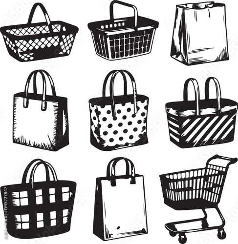 Shopping basket icon set for shopping and retail