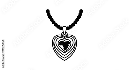 Heart Necklace Pendant with Africa Map Outline