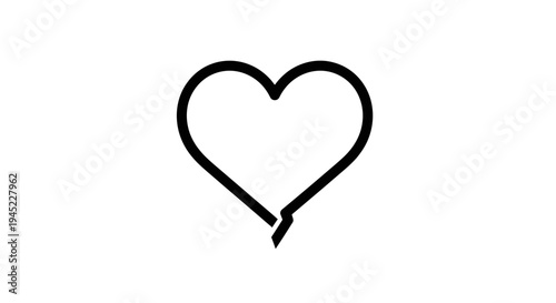 Heart shape speech bubble icon, love message symbol, communication concept, simple line art