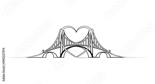 Heart Shaped Bridge Arch Symbolizing Love, Romance, Connection, and Travel