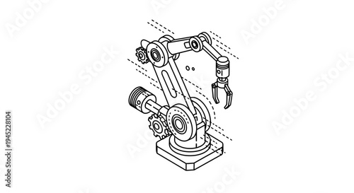 Industrial Robotic Arm Drawing, Mechanical Engineering, Automation Technology