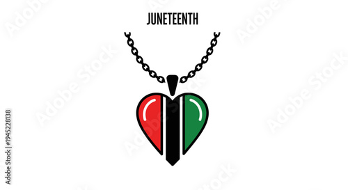 Juneteenth Heart Necklace Pendant, Pan-African Flag Colors, Freedom Celebration Symbol