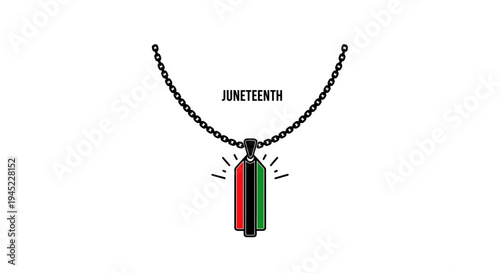 Juneteenth Necklace Pendant with Red, Black, Green Pan-African Flag Colors