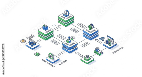 Isometric Network Architecture Illustrating Data Flow and Connectivity.