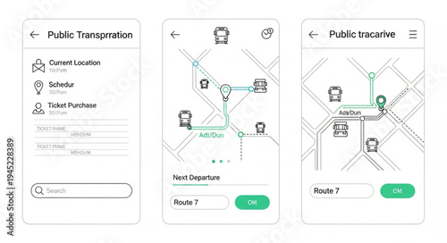 Mobile App Interface for Public Transportation Navigation and Route Planning.