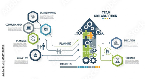 Team collaboration infographic showcasing project milestones and progress.