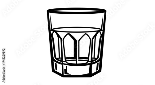 Clear Glass of Water, Refreshing Drink, Minimalist Barware, Isolated on White Background