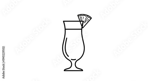 Cocktail Glass with Pineapple Slice Icon