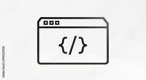 Coding Browser Window Icon with Curly Braces and Slash Symbol