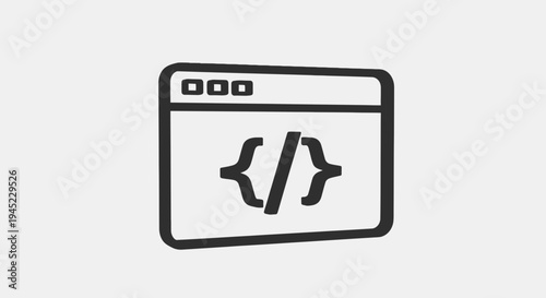 Coding Icon: Browser Window with Code Brackets and Slash Symbol